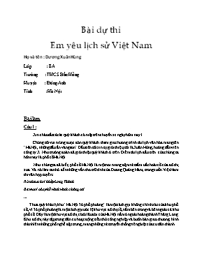 Bài dự thi Em yêu lịch sử Việt Nam - Dương Xuân Hùng